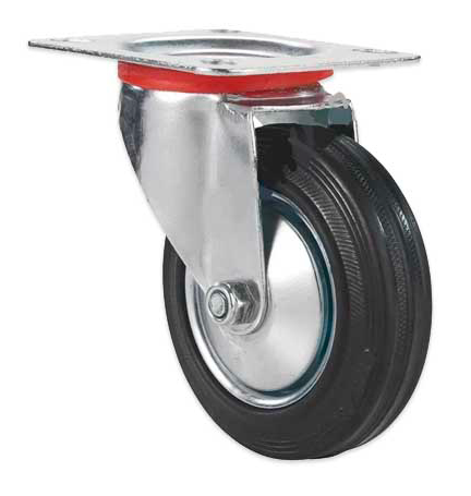 RUEDA GOMA NEGRA C BASE 100 MM 