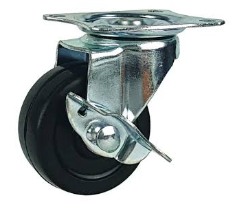 RUEDA GOMA NEGRA 50 MM C BASE Y FRENO 
